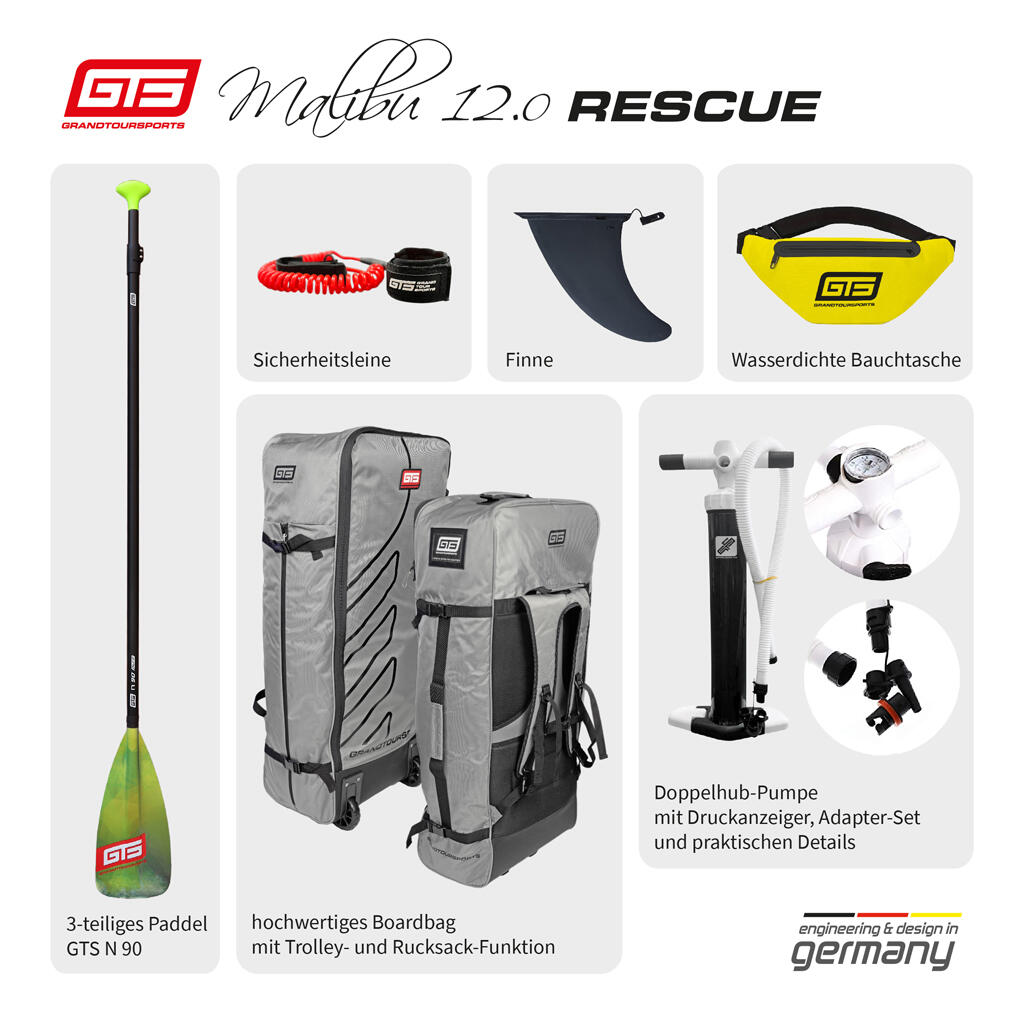 SUP-Board Stand up Paddle aufblasbar RESCUE MALIBU ,,12.0 x 31“ Premium Qualität 2/6