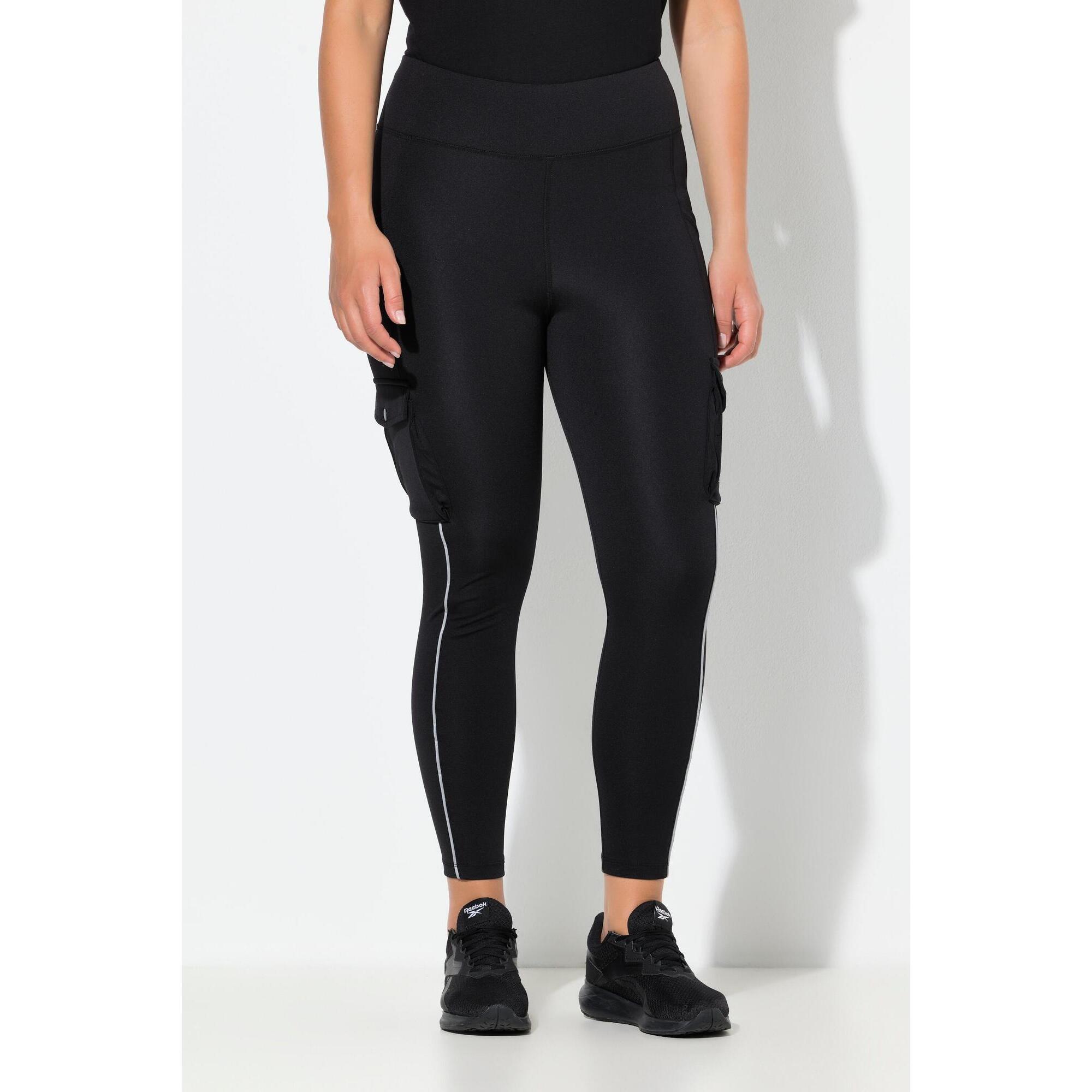 Ulla Popken - Femme Legging De Sport En Power Stretch Poches Cargo Et Éléments Réfléchissants - Legging - Noir - Decathlon