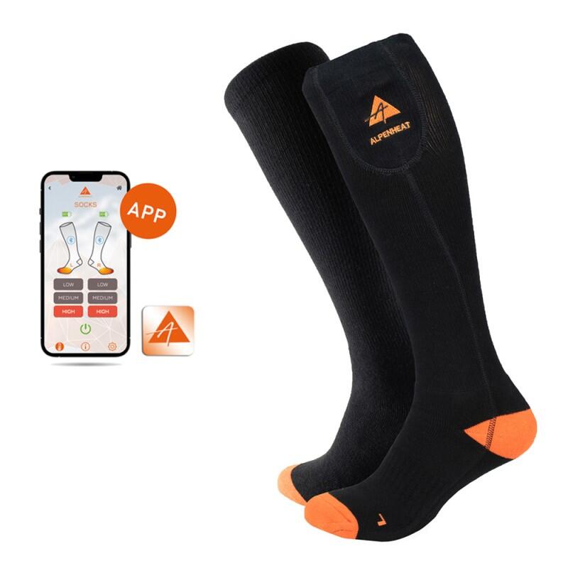 Alpenheat - Chaussettes Chauffantes Alpenheat — Chaleur Réglable Via Application - Chaussettes Chauffantes - Noir|orange - 40 M - Decathlon