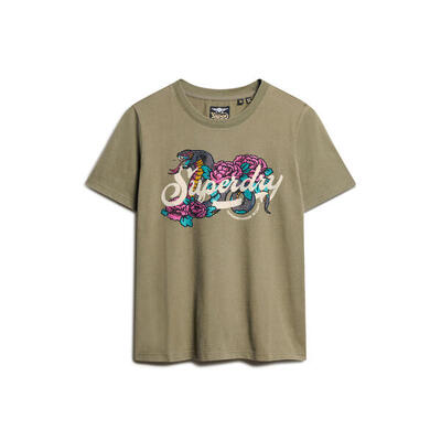 Lässiges T-Shirt, Damen Superdry Tattoo Script