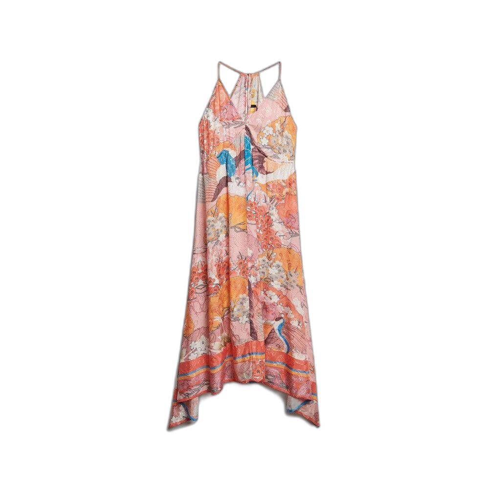 Superdry - Robe Imprimée En Jacquard À Ourlet En Pointes Femme Superdry - Robe - Orange|rose - S - Decathlon