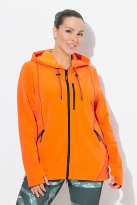 Damen Sweatjacke 2-Wege-Zipper Kapuze Daumenloch