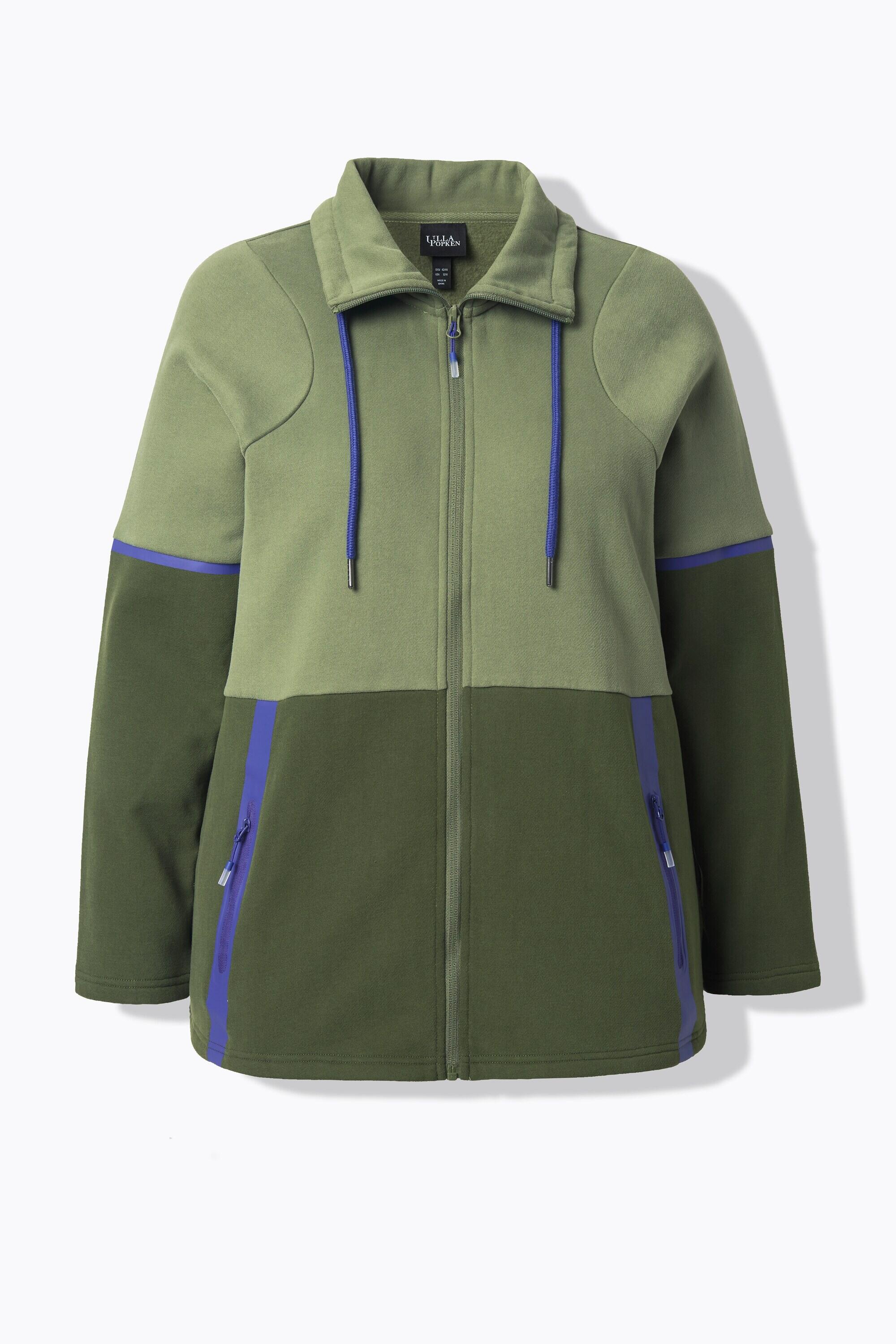 Damen Sweatjacke zweifarbig Stehkragen Reißverschlusstaschen ULLA
