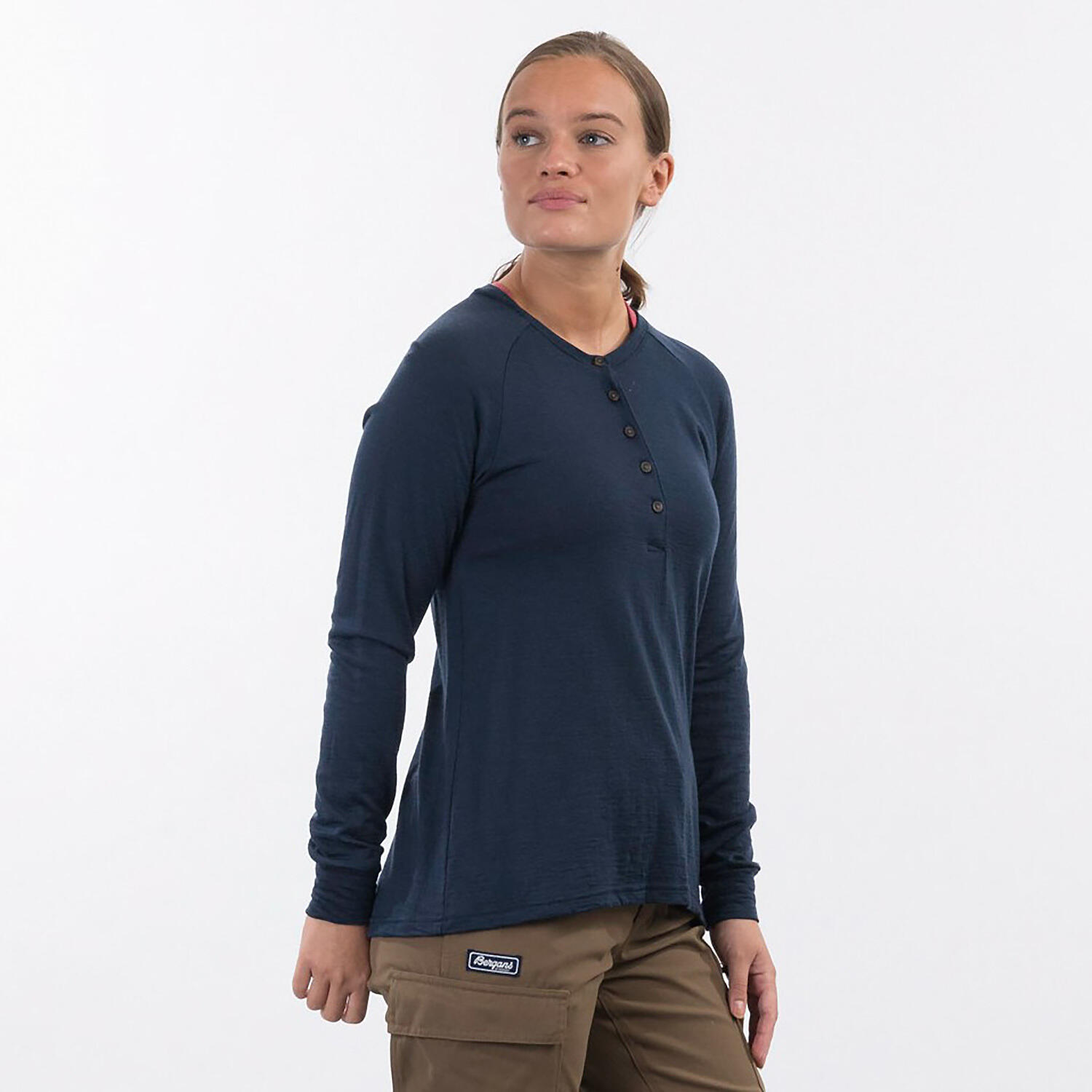 Damen T-Shirt LYSEBUWOOLW HENLEY 4/5