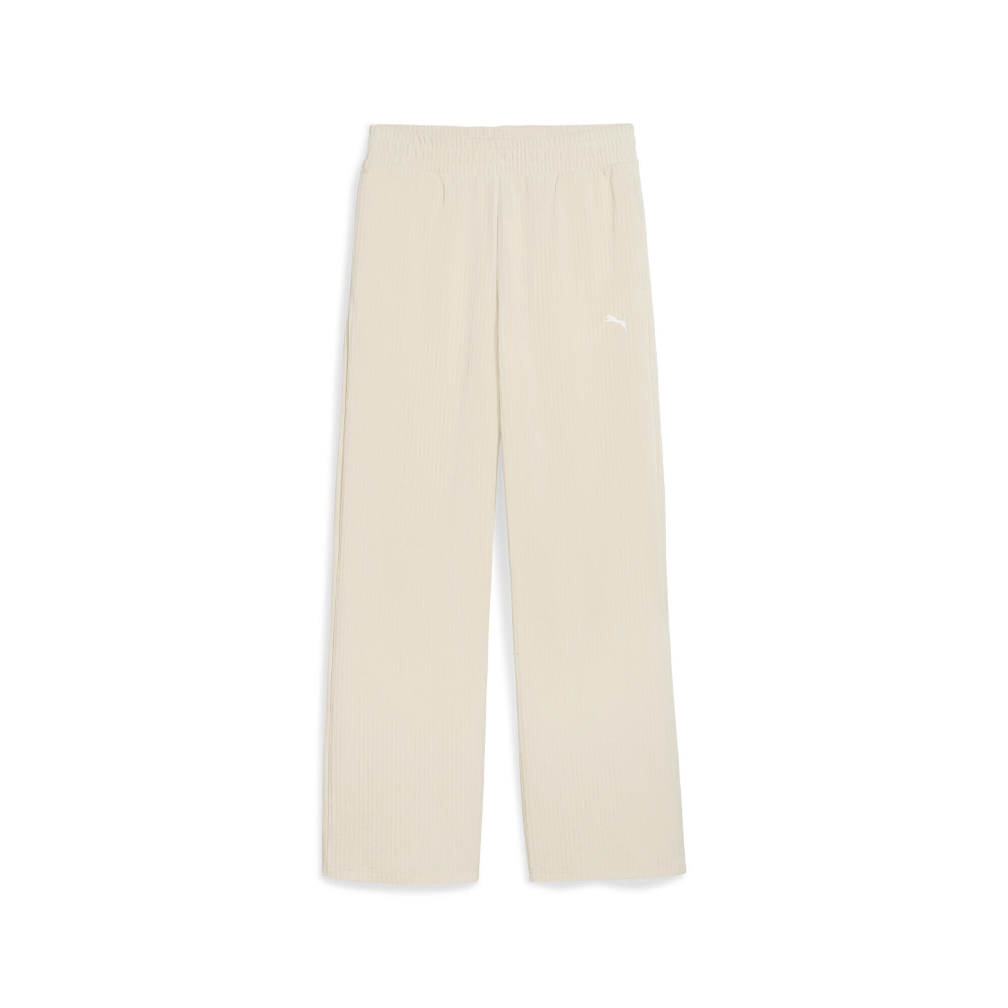 Puma - Pantalon Droit En Velours Côtelé Essentials Elevated Femme Puma - Pantalons - Beige|blanc - Decathlon