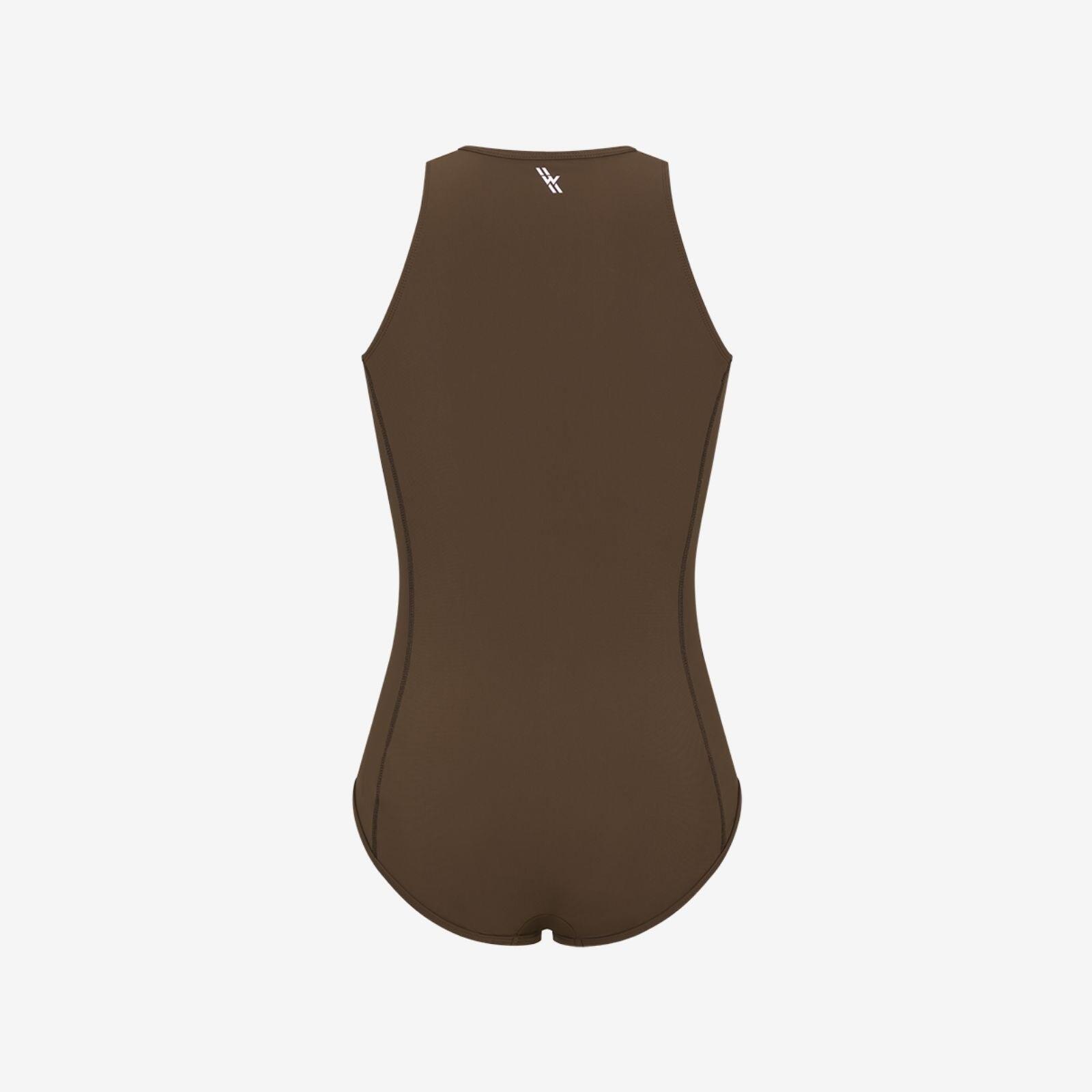 Maillot de bain avec fermeture à glissière pour la natation,le surf(-kite) –brun 2/6