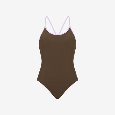 Premium Damen Badeanzug mit Racerback zum Schwimmen, Surfen, Kiten - Braun