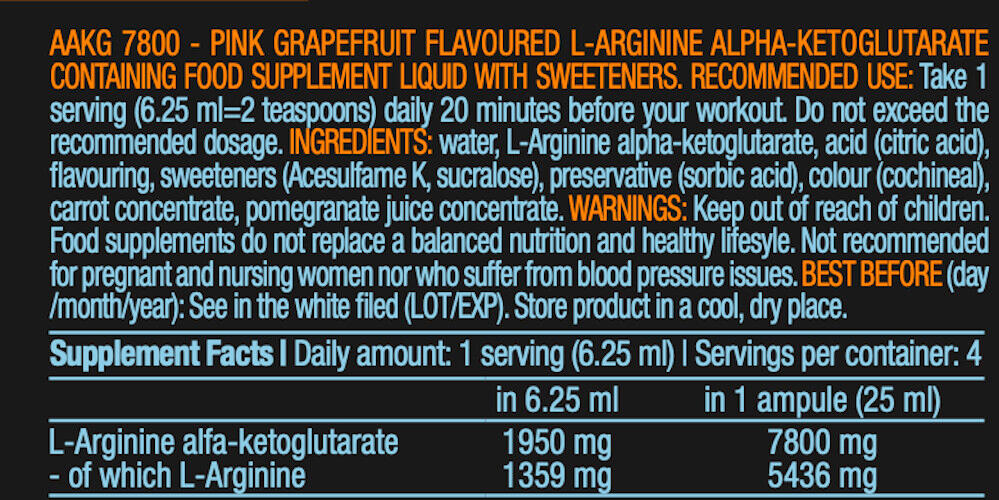 L-Arginine - AAKG 7800 - Pamplemousse Rose Pack de 20 3/5
