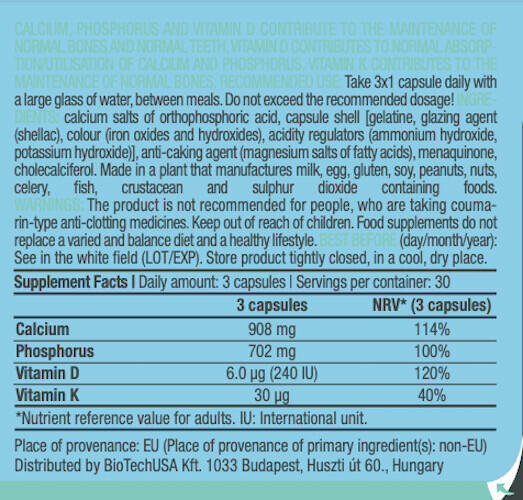 Formule vitamines et minéraux - Ca-D3-K2 - 90 Gélules 3/5