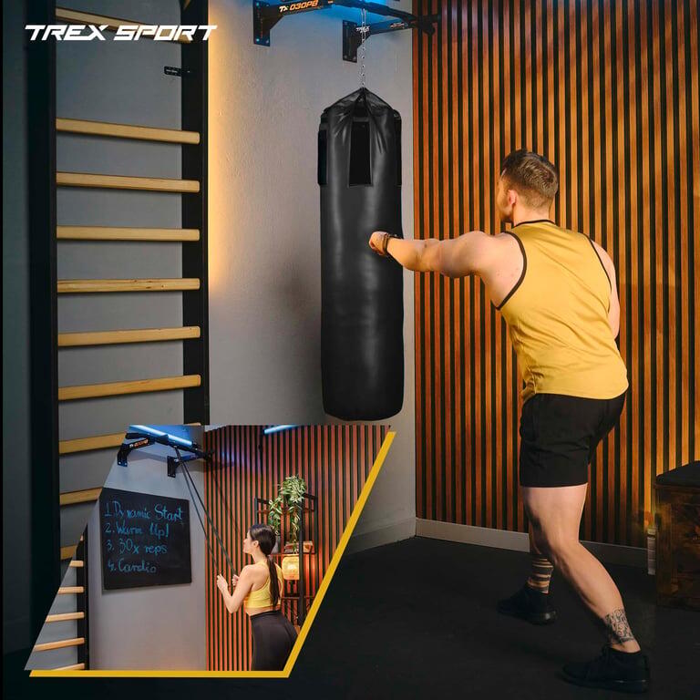 Barra de dominadas de pared Trex Sport TX-030 con soporte para saco 4/7