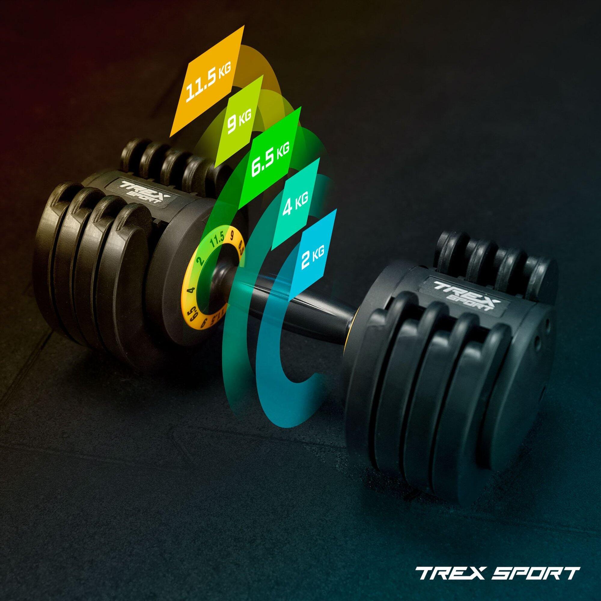 Haltère réglable en fonte Trex Sport 2-11,5 kg système rotatif 3/7