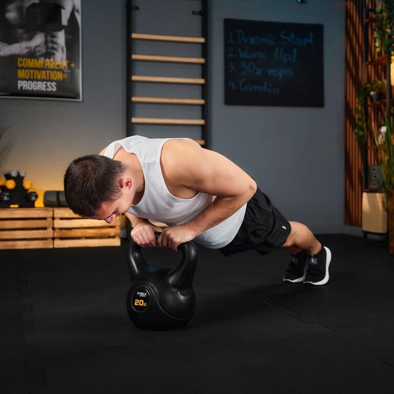 Kettlebell winylowy treningowy Trex Sport szeroki uchwyt odważnik 20kg 7/7