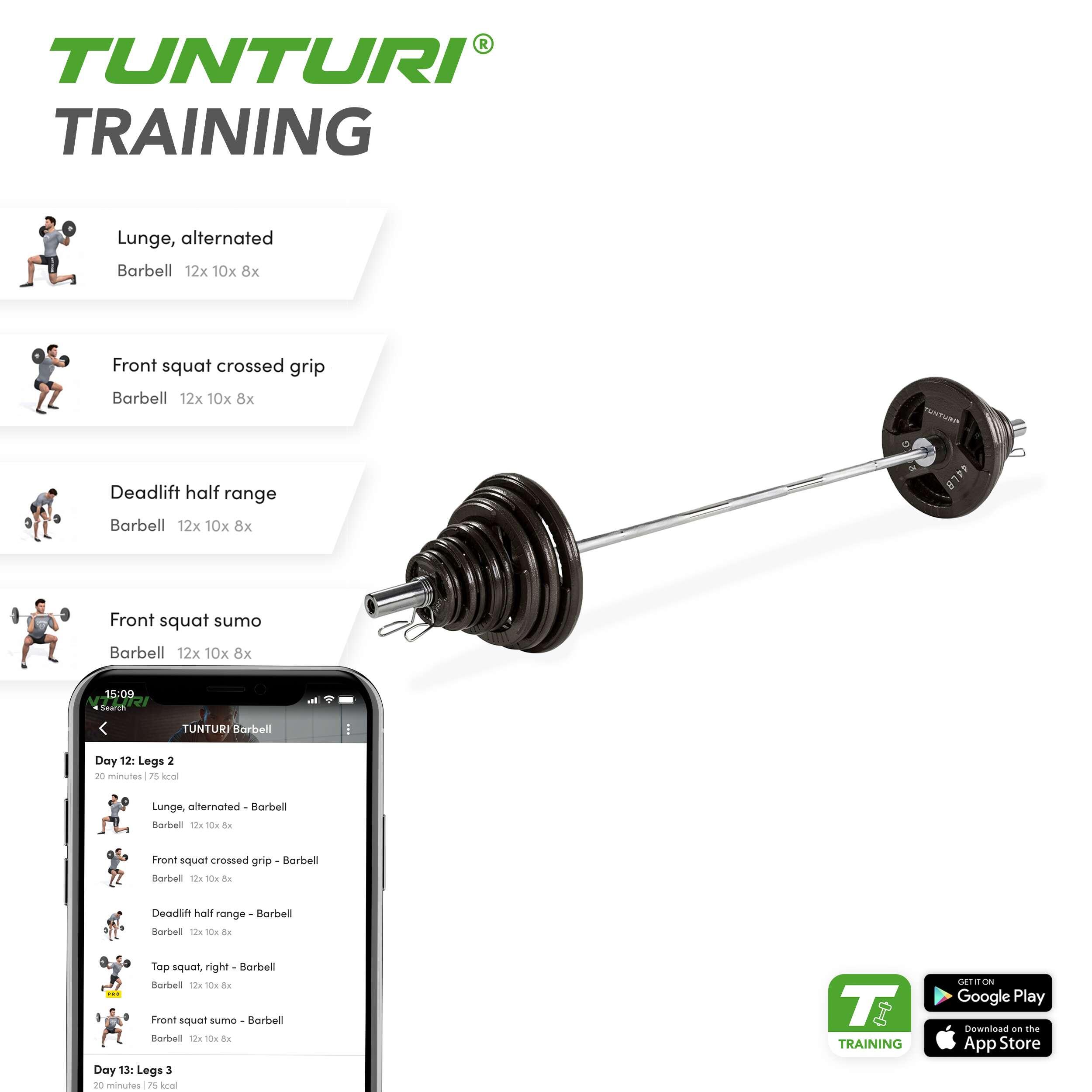 Tunturi Olympisches Gewichtsset 140 kg Schwarz 3/4