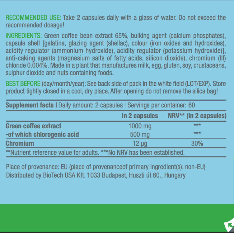 Groene koffie - 120 capsules Biotech USA 3/5