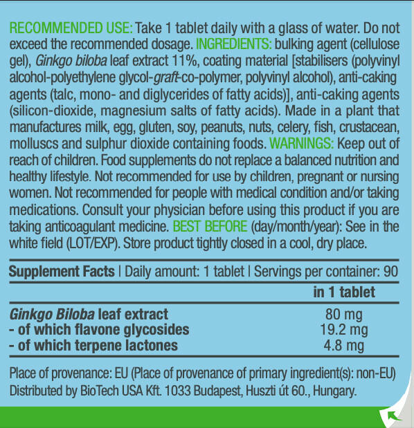 Ginkgo Biloba - 90 Comprimés 3/3