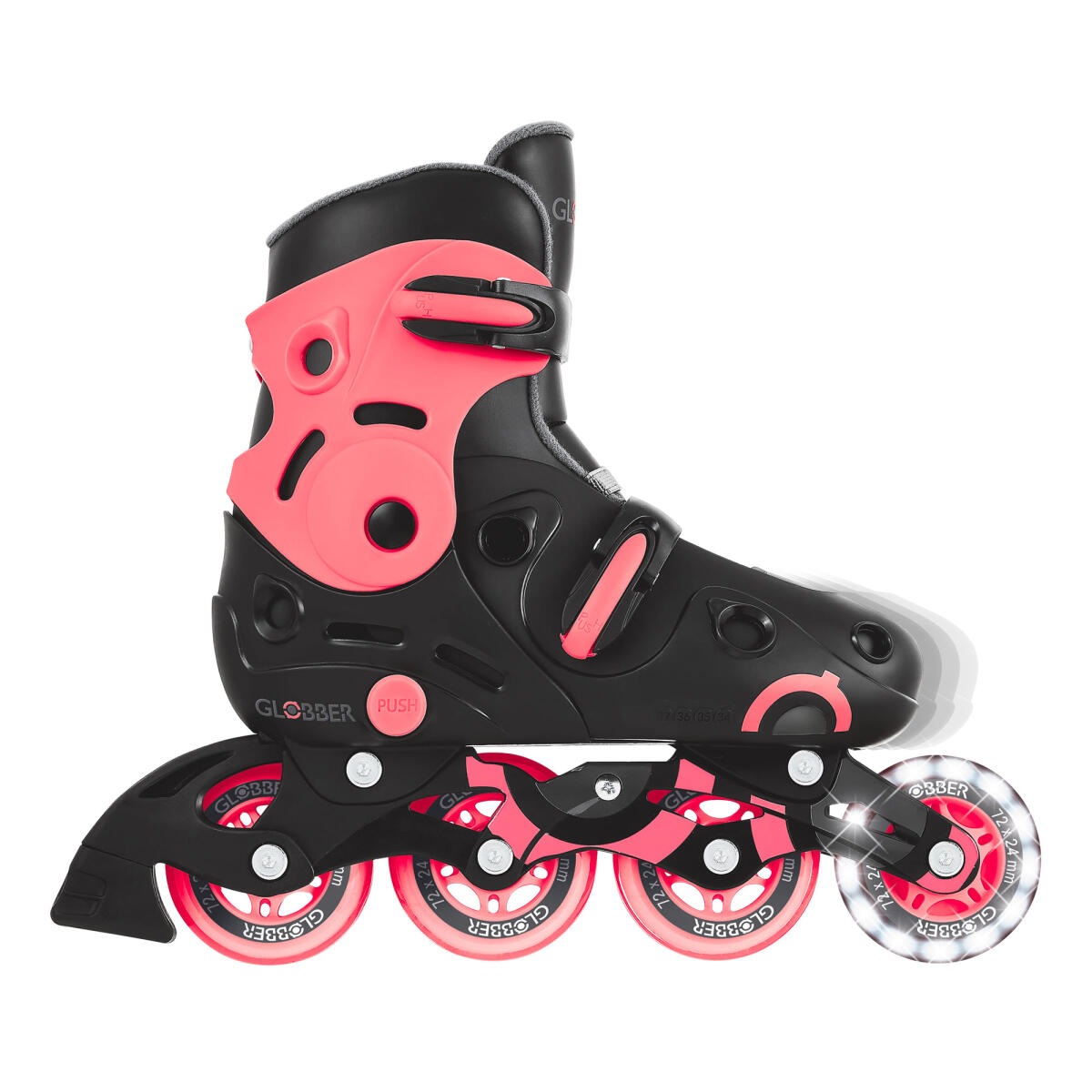 Rollers GO SKATES Taille M-L du 34 au 37 - Noir-Rose 2/5