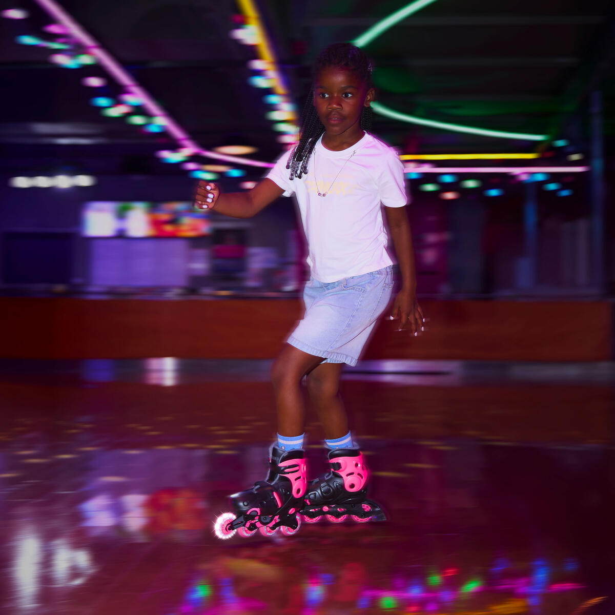 Rollers GO SKATES Taille M-L du 34 au 37 - Noir-Rose 5/5