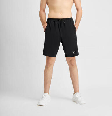 Heren korte hardloopbroek met zak. fitness & running zwart