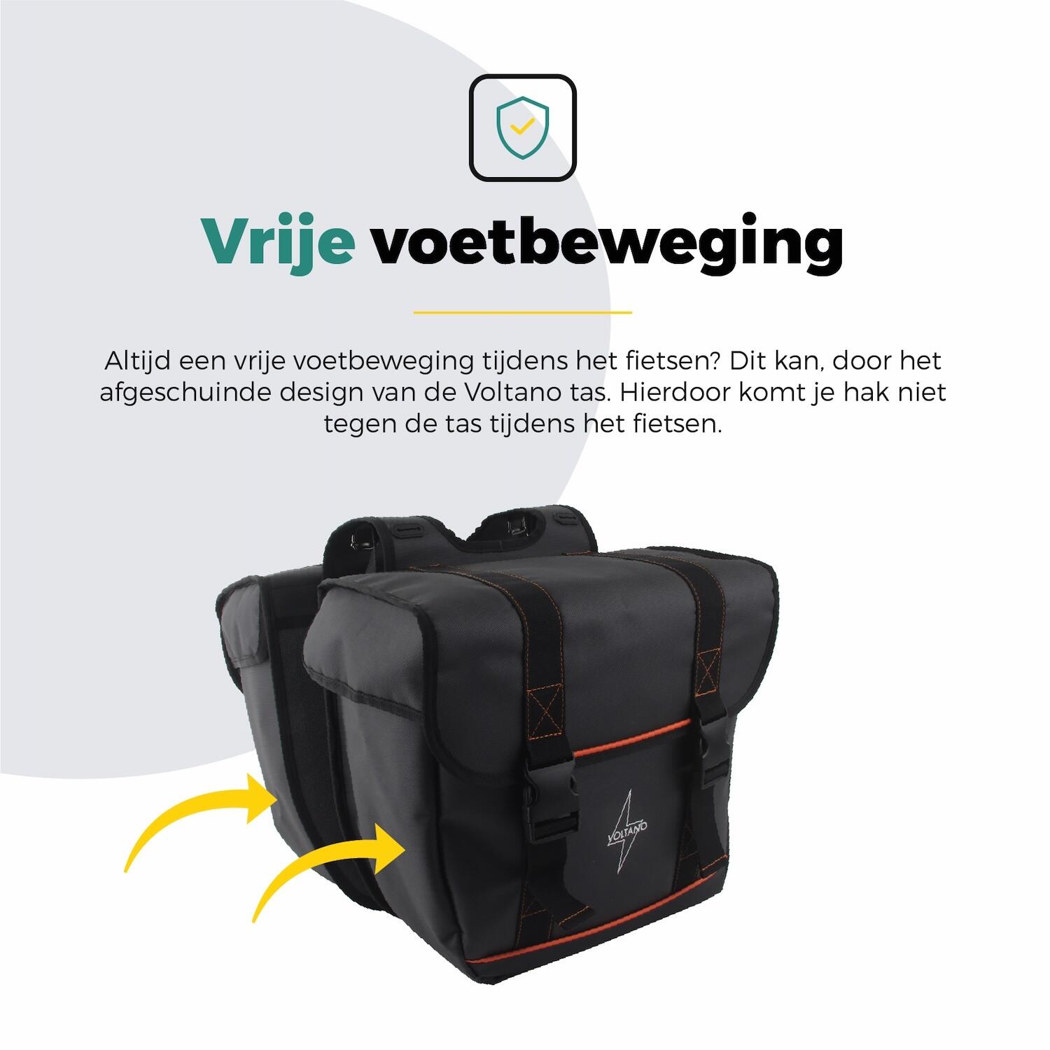 Voltano Dubbele Fietstas Premium Afgeschuind - Zwart - 44 Liter 3/7