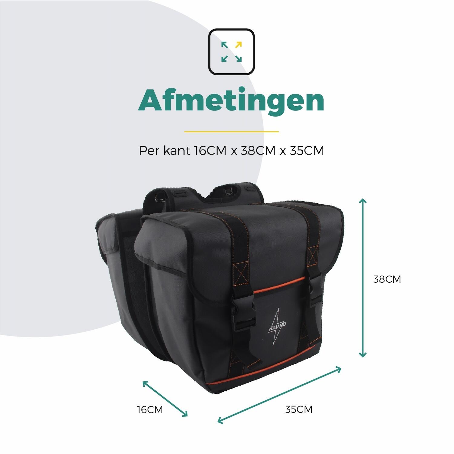 Voltano Dubbele Fietstas Premium Afgeschuind - Zwart - 44 Liter 7/7