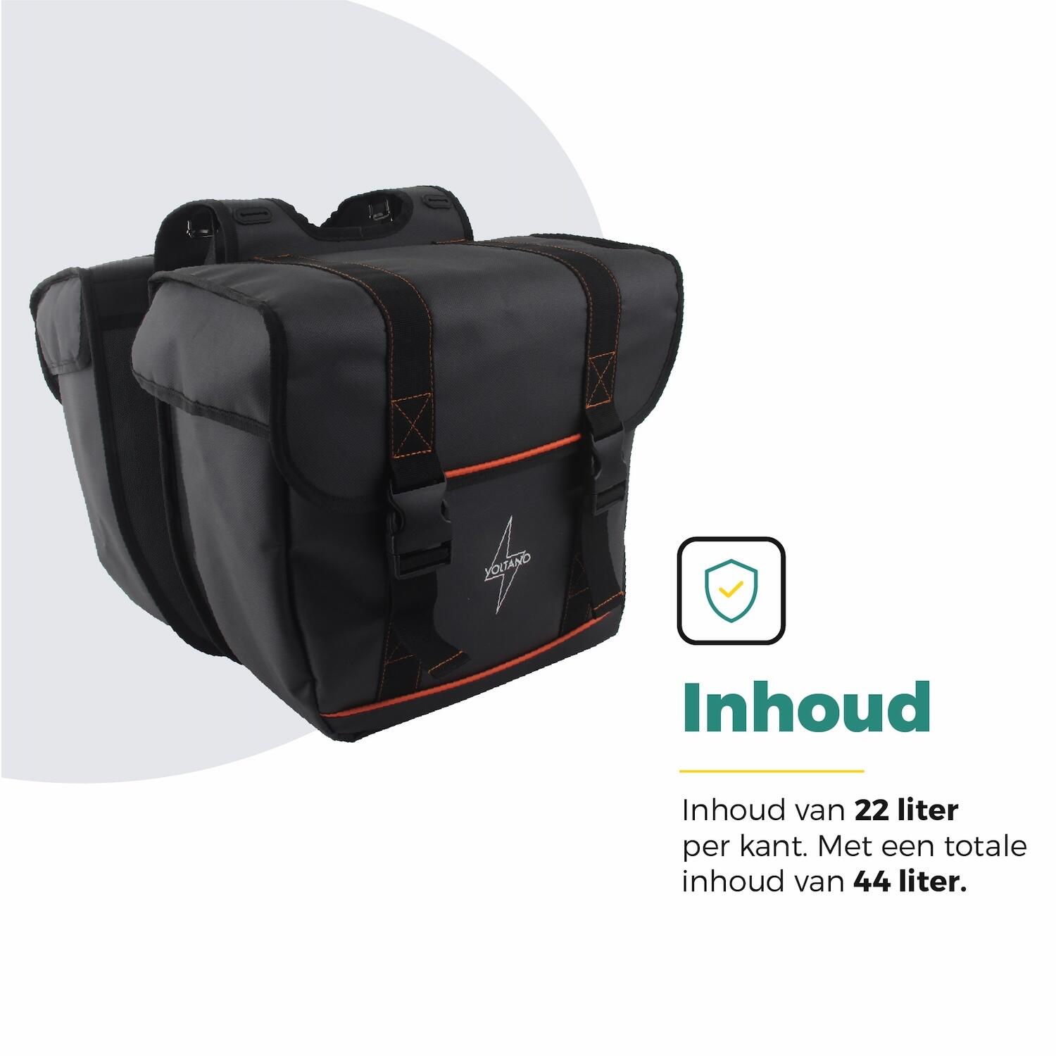 Voltano Dubbele Fietstas Premium Afgeschuind - Zwart - 44 Liter 6/7