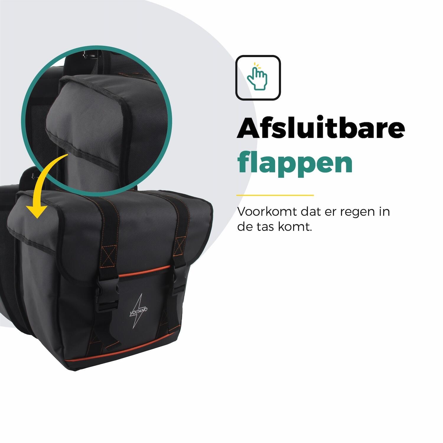 Voltano Dubbele Fietstas Premium Afgeschuind - Zwart - 44 Liter 5/7
