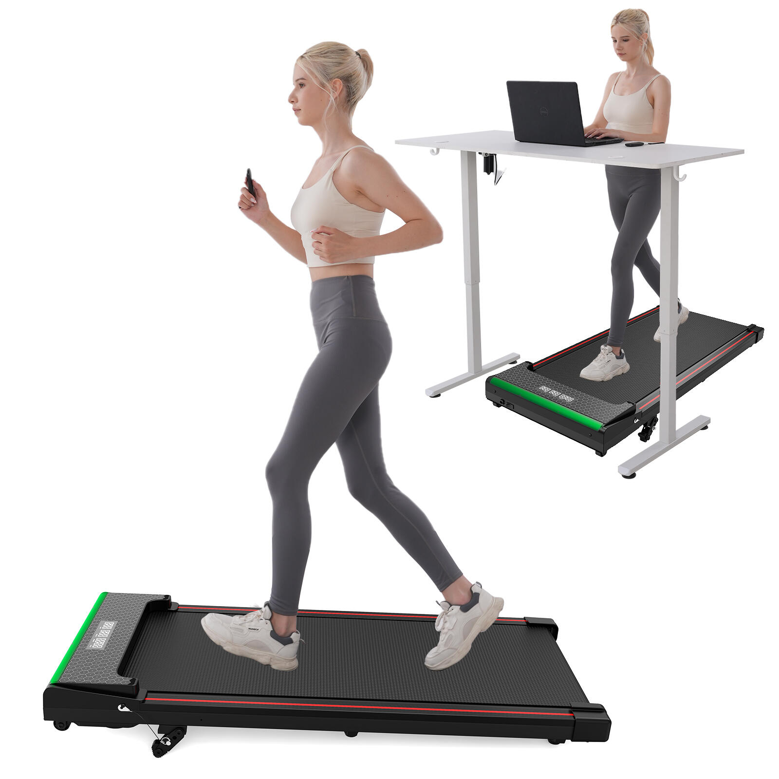 Tapis De Course Inclinable CITYSPORTS - Walking Pad 1-6 Km/h - Moteur 440W Silencieux - Pente Jusqu'à 14% - Compact Pour La Maison
