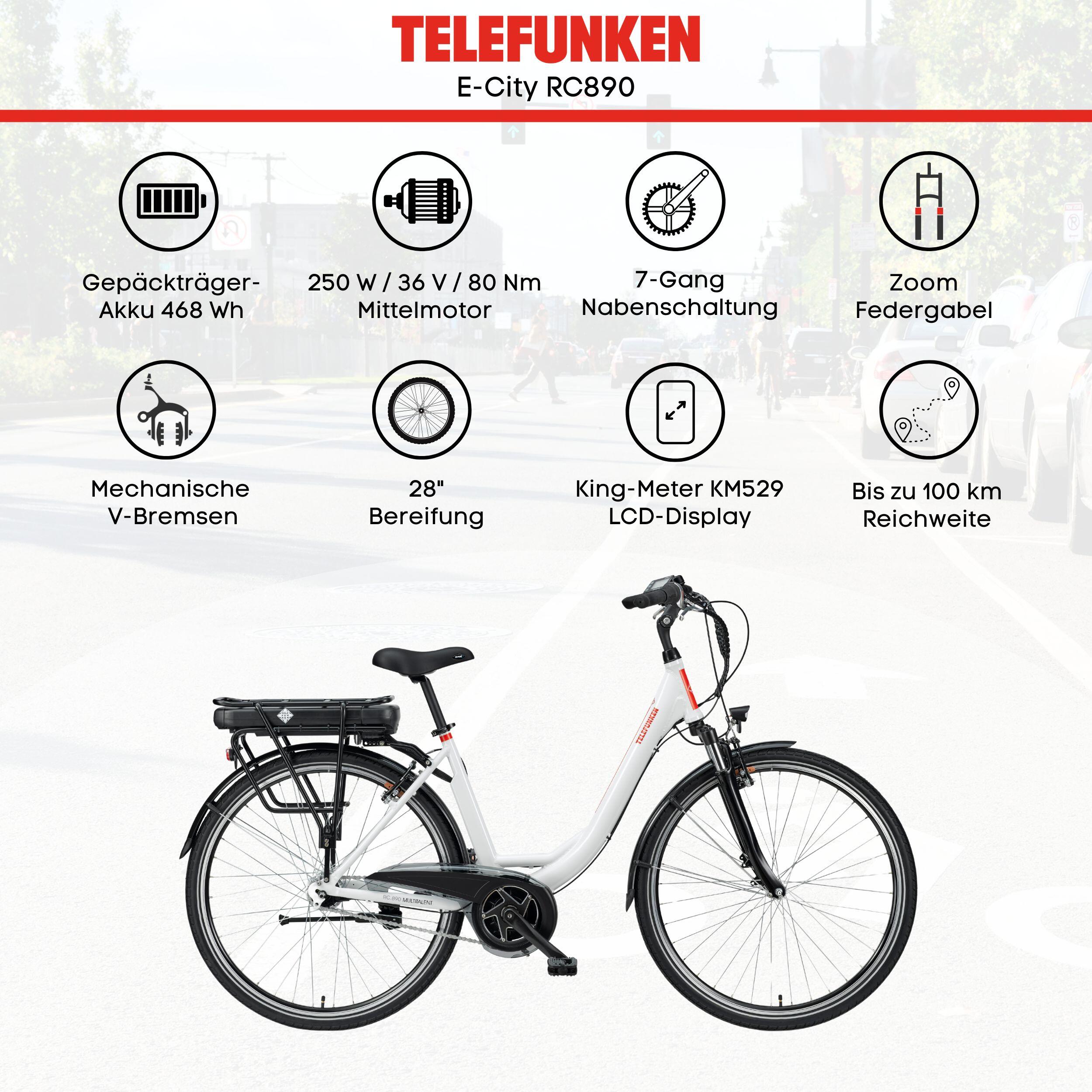 E-Bike RC890 28 Zoll 7-Gang Pedelec City Elektrofahrrad Mittelmotor unisex weiß 5/7
