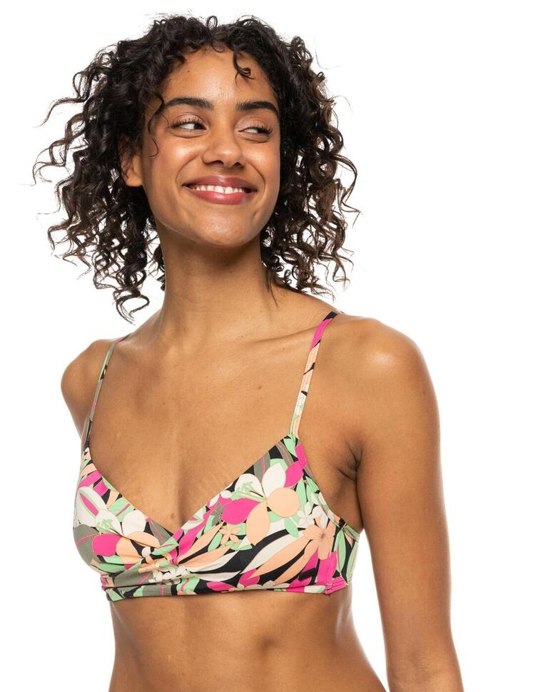 Stanik bikini z miseczkami dla Kobiety PRINTED BEACH CLASSICS Czarny