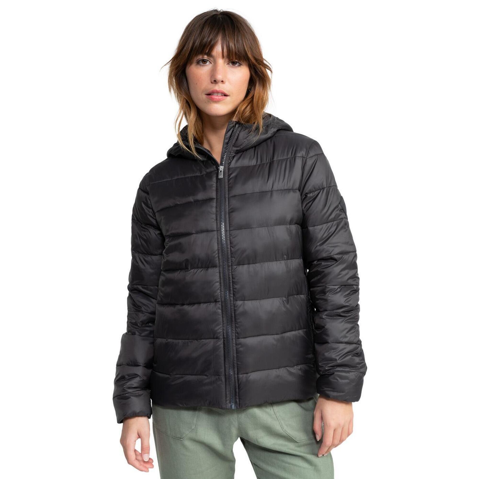 Roxy - Veste Matelassée Compacte Wind Bliss Hooded Noir Femme - Doudoune Synthétique - Noir - Decathlon