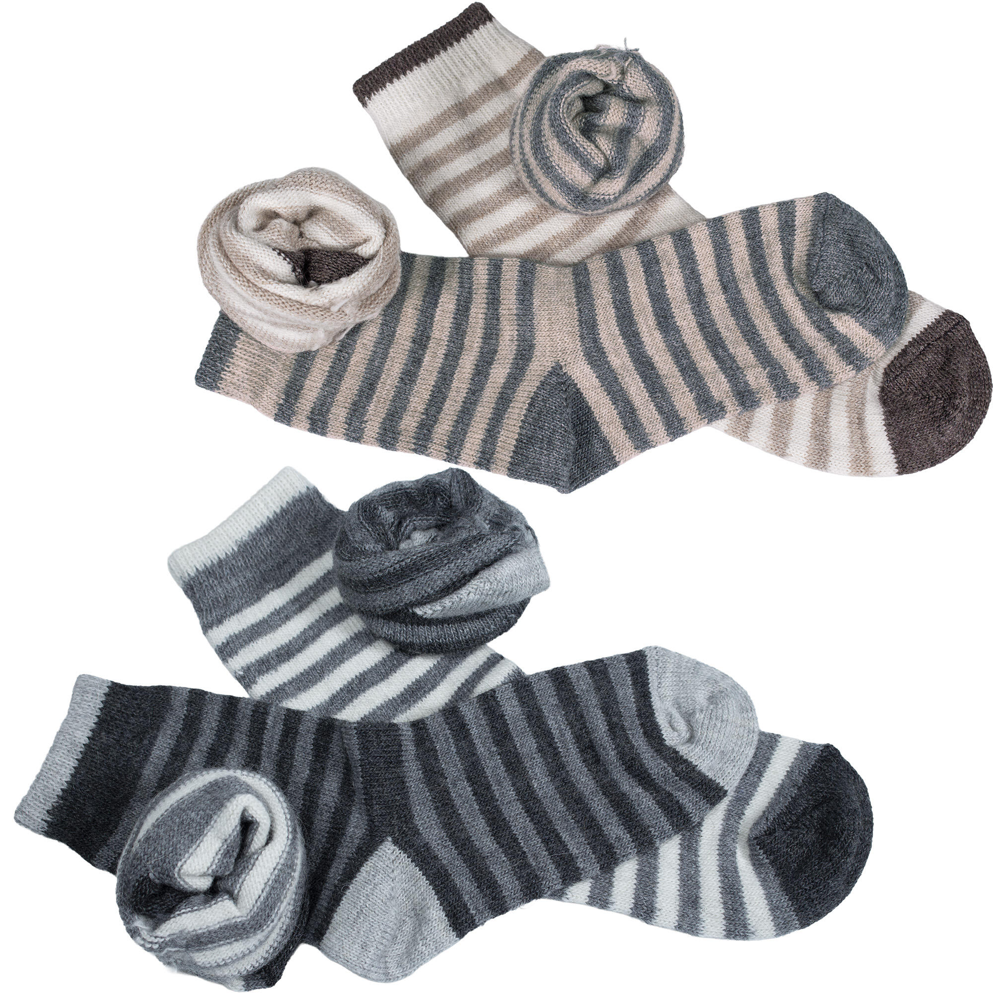 Warme Kindersocken mit Alpakawolle im 4er-Set – weich & formstabil - 23/26 3/7