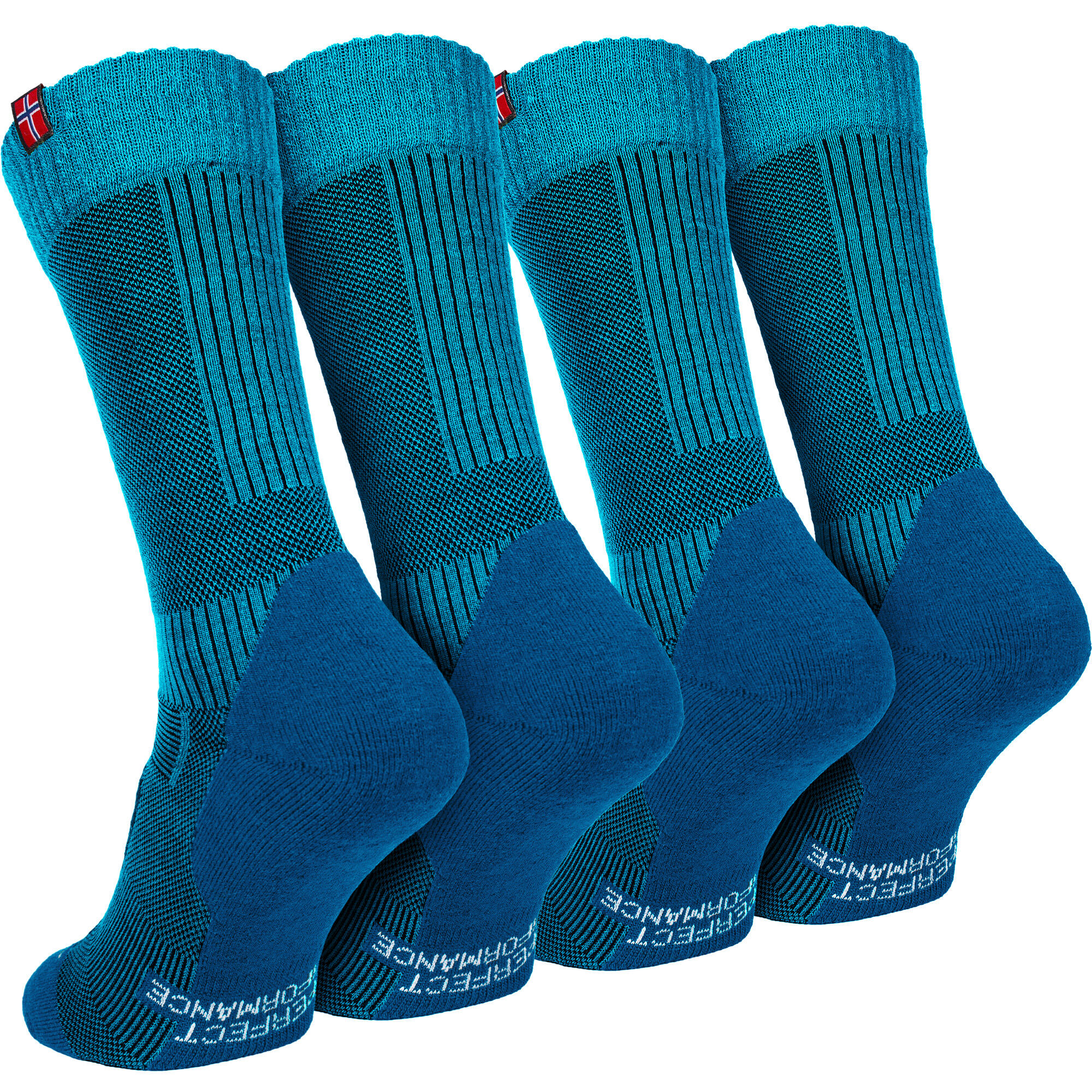 2 Paar Merino Wandersocken für Damen & Herren: Gepolstert - Blau 39/42 3/7