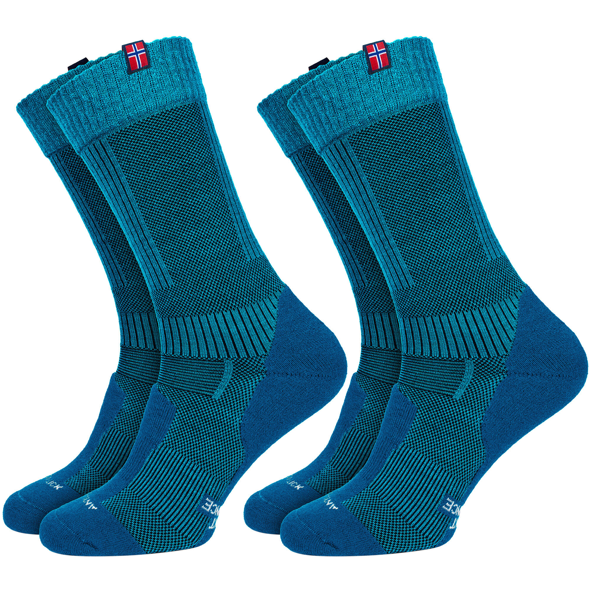 2 Paar Merino Wandersocken für Damen & Herren: Gepolstert - Blau 39/42 2/7