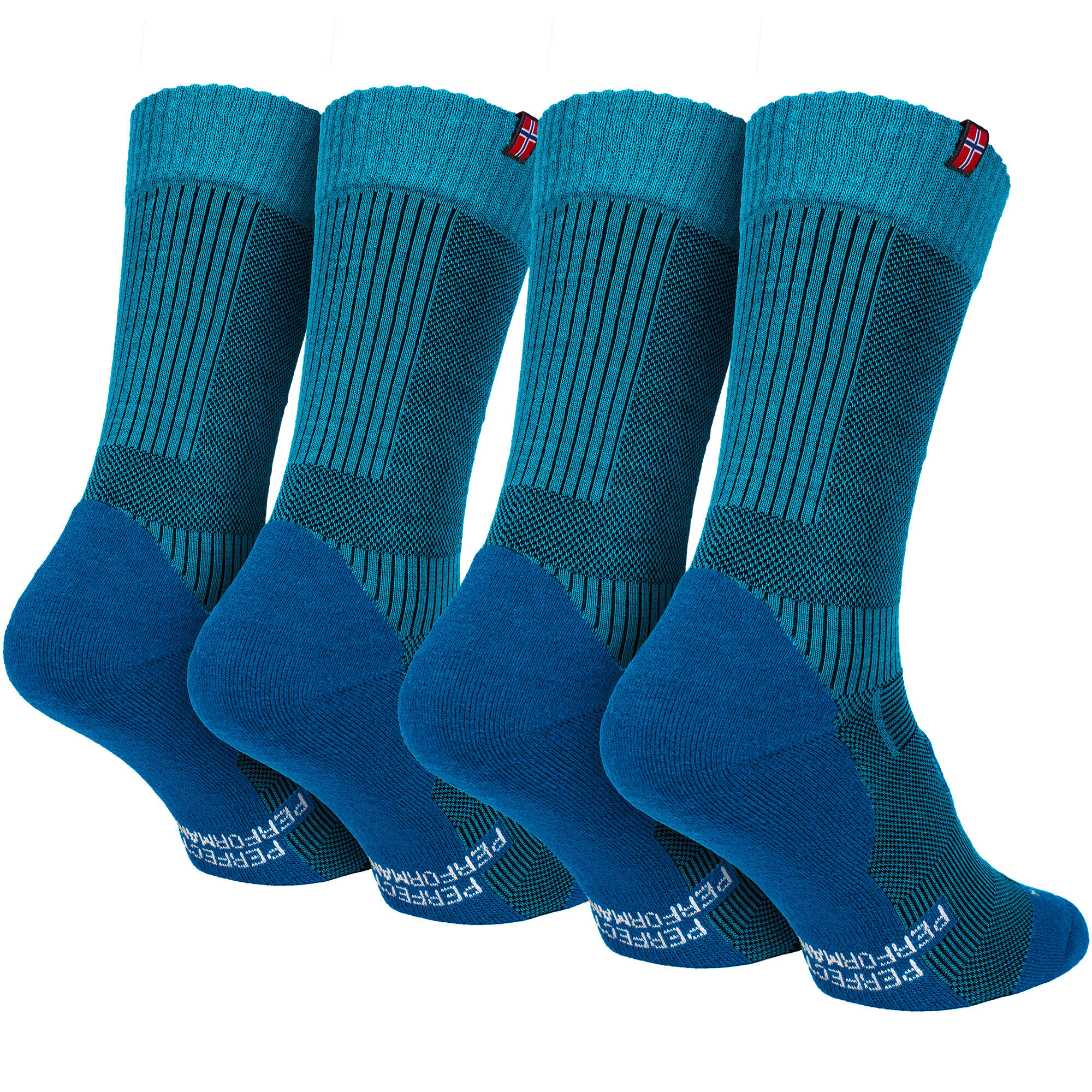 2 Paar Merino Wandersocken für Damen & Herren: Gepolstert - Blau 39/42 4/7
