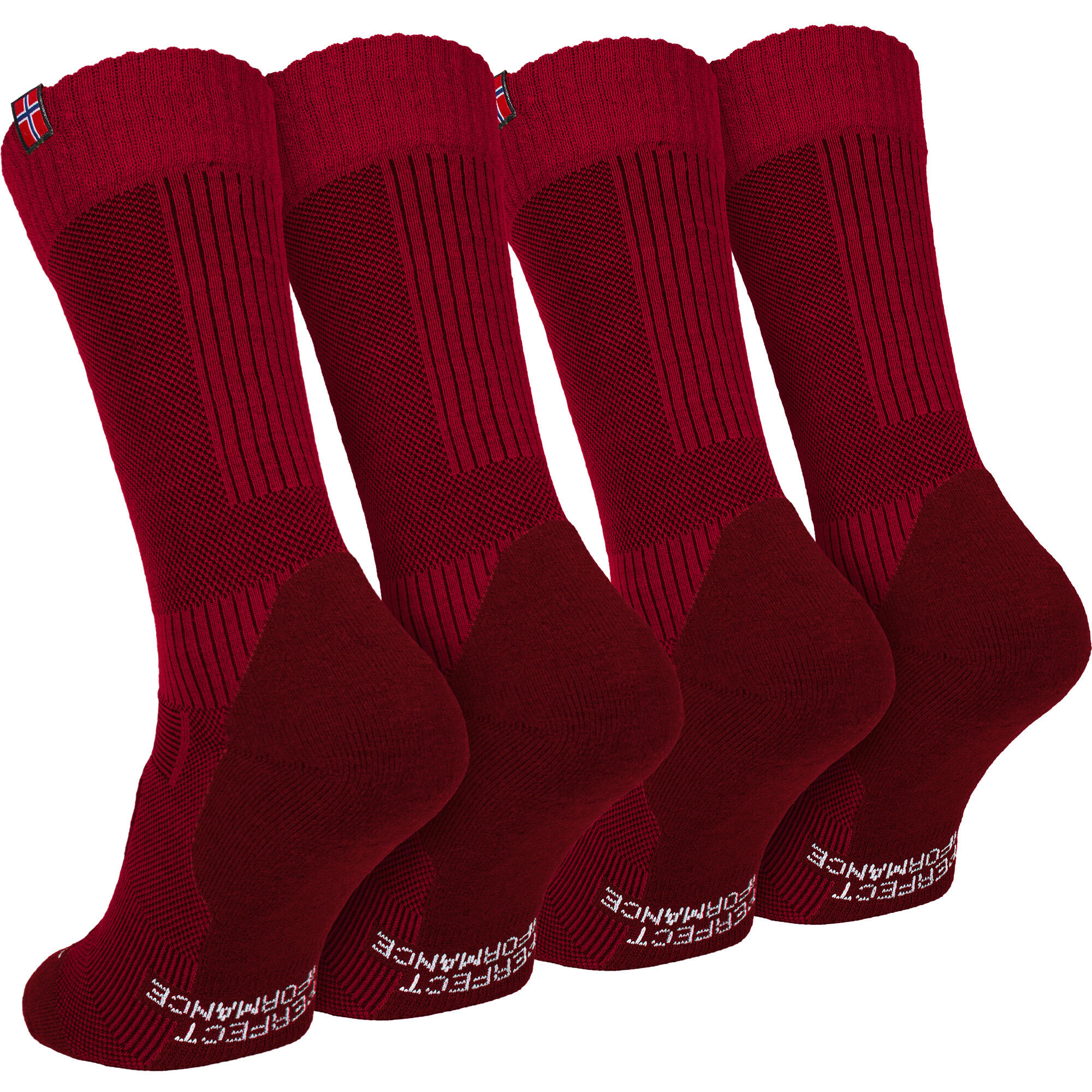 2 Paar Merino Wandersocken für Damen & Herren: Gepolstert - Rot 35/38 3/7