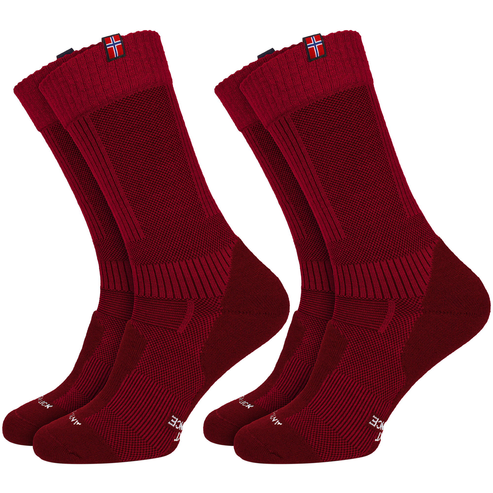 2 Paar Merino Wandersocken für Damen & Herren: Gepolstert - Rot 35/38 2/7