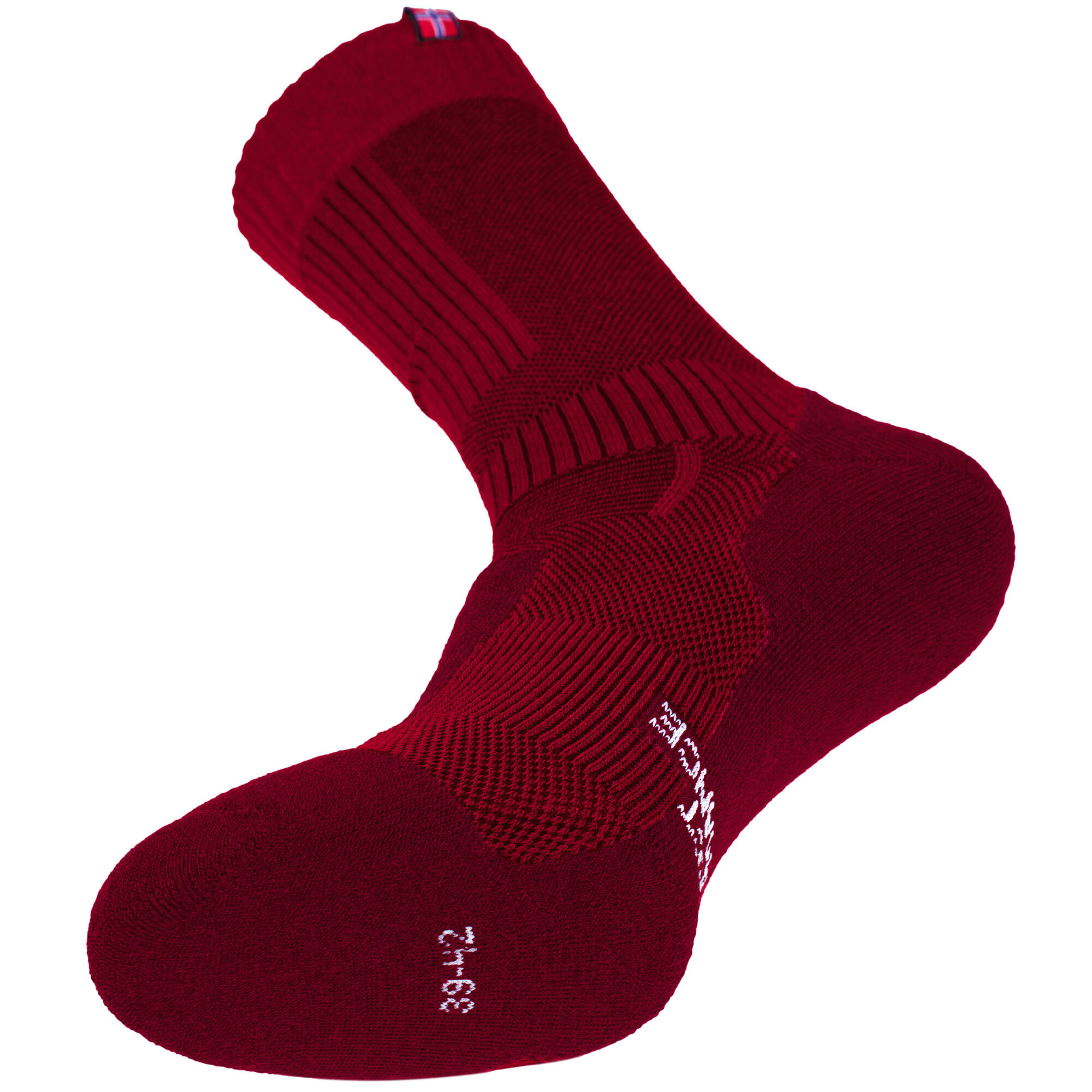 2 Paar Merino Wandersocken für Damen & Herren: Gepolstert - Rot 35/38 7/7