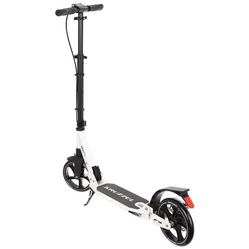 Trotineta aluminiu, amortizor, suspensie, cric, frana ghidon, Alb, 2 Roti