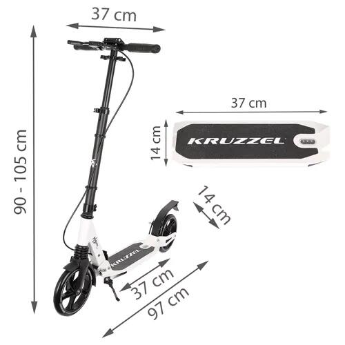 Trotineta aluminiu, amortizor, suspensie, cric, frana ghidon, Alb, 2 Roti