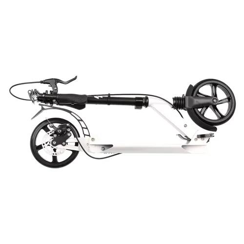 Trotineta aluminiu, amortizor, suspensie, cric, frana ghidon, Alb, 2 Roti