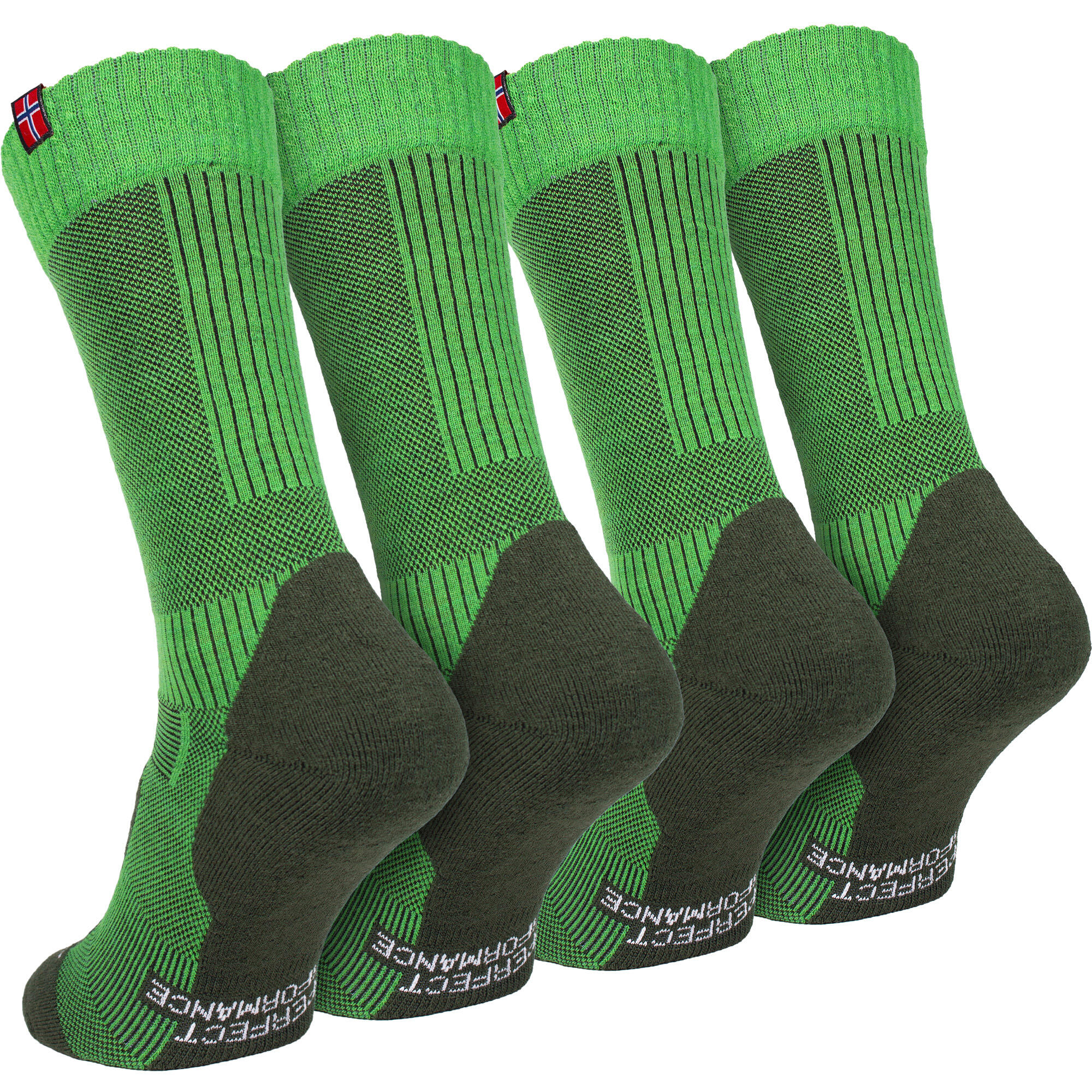 2 Paar Merino Wandersocken für Damen & Herren: Gepolstert - Grün 35/38 3/7