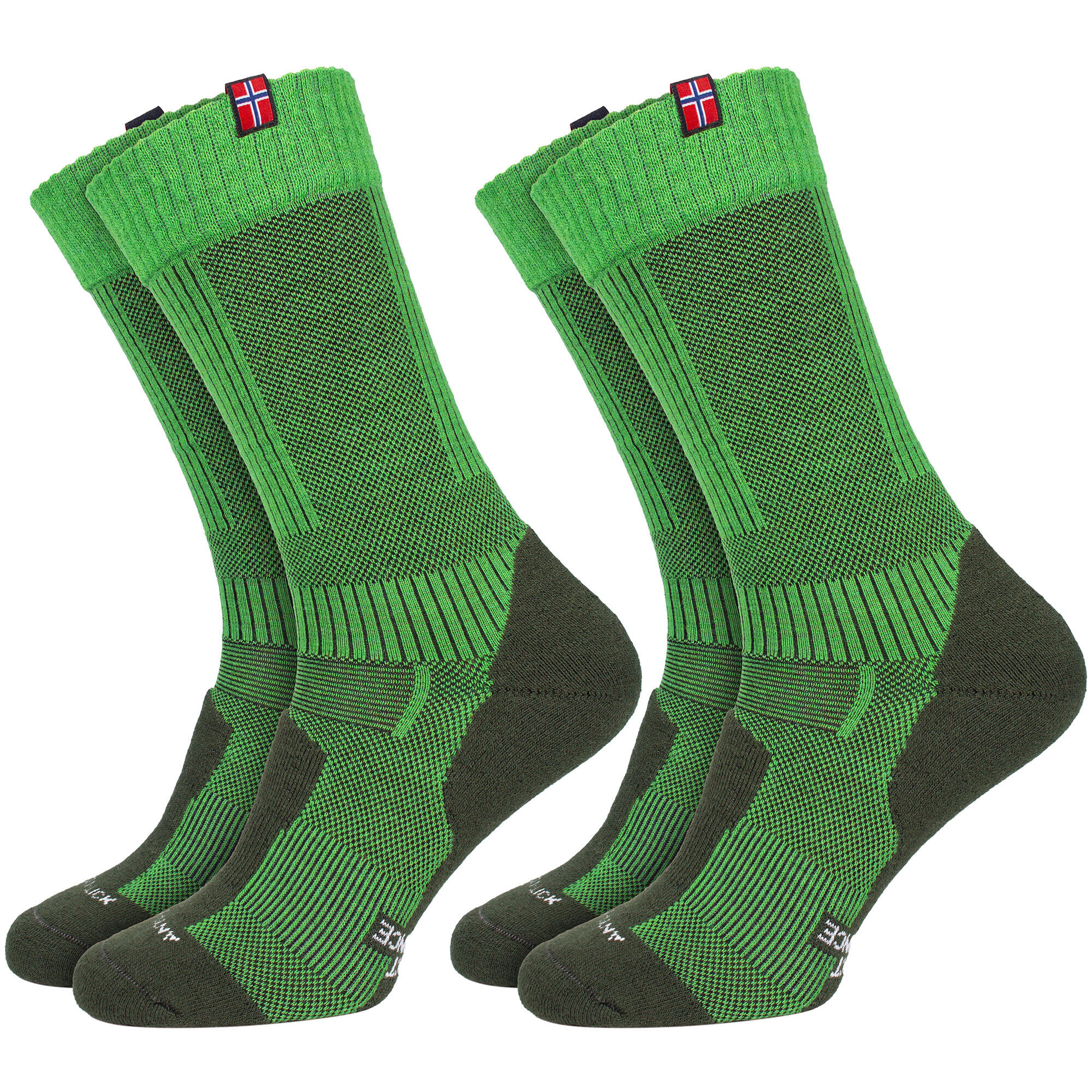 2 Paar Merino Wandersocken für Damen & Herren: Gepolstert - Grün 35/38 2/7