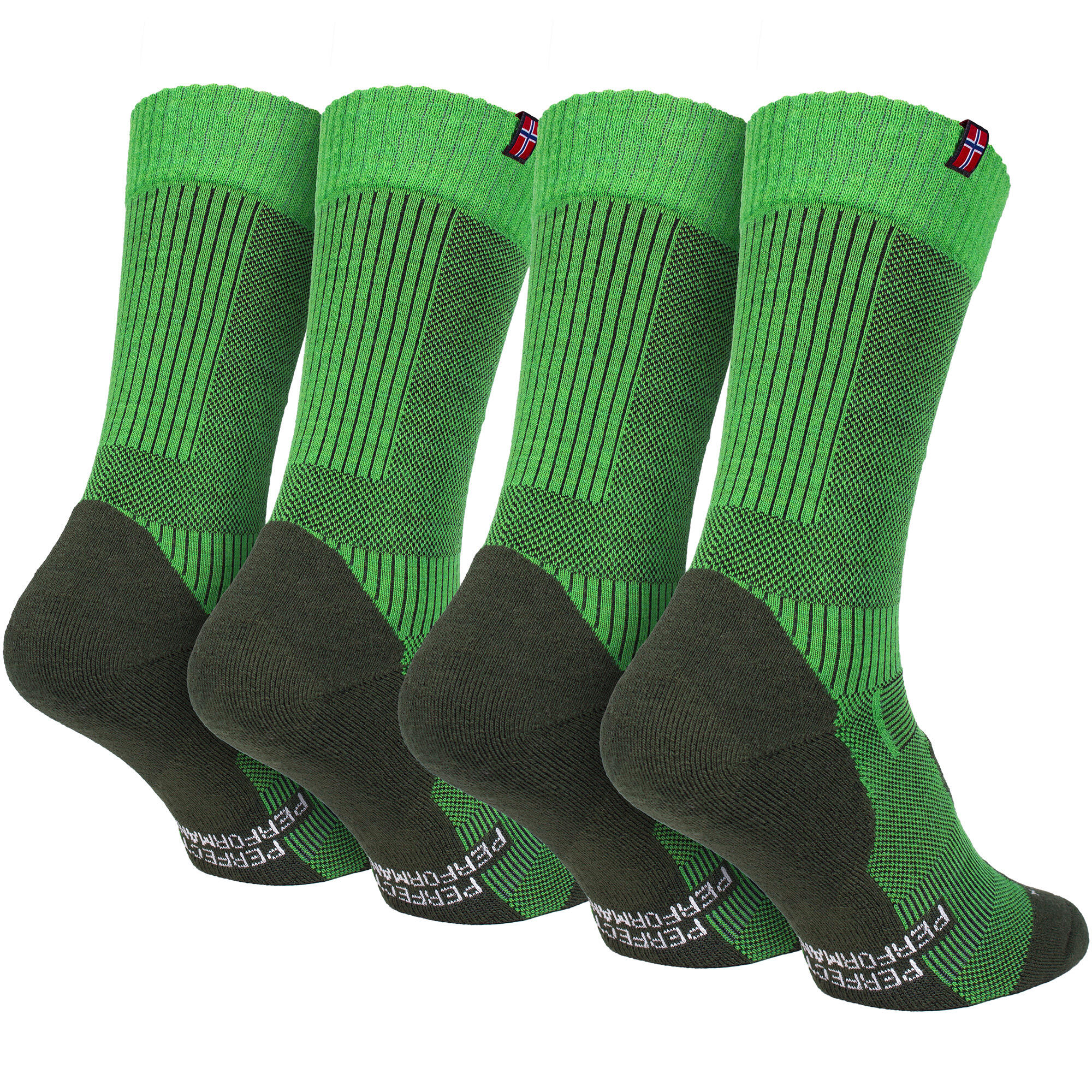 2 Paar Merino Wandersocken für Damen & Herren: Gepolstert - Grün 35/38 4/7