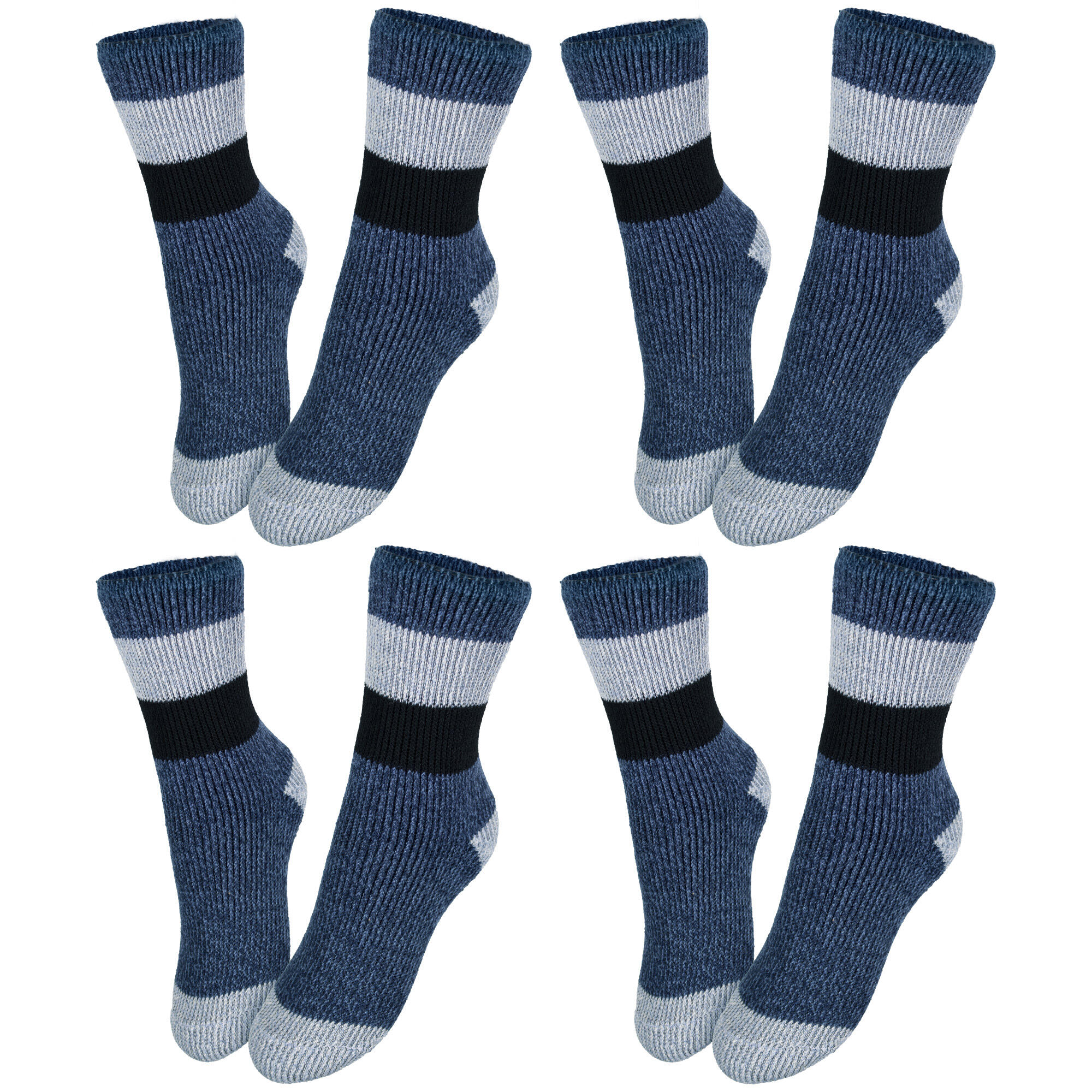 Jungen Mädchen Wintersocken Kinder extra dick innen flauschig gefüttert 4 Paar 6/7