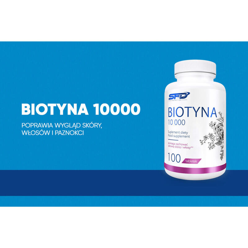 Piękne włosy, skóra i paznokcie BIOTYNA 10 000 100 tabletek