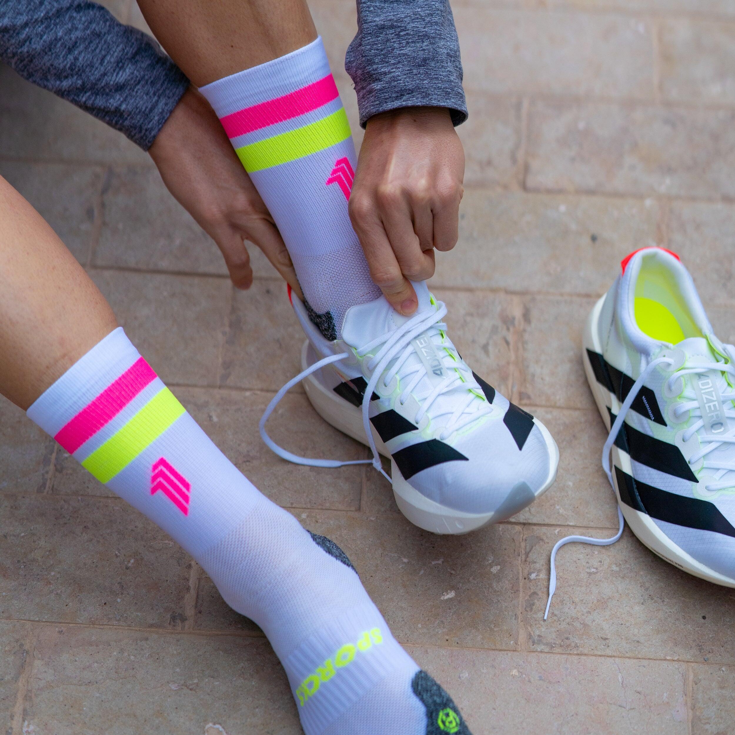 PRO WHITE PINK - CHAUSSETTES RUN ULTRA LÉGÈRES 3/4