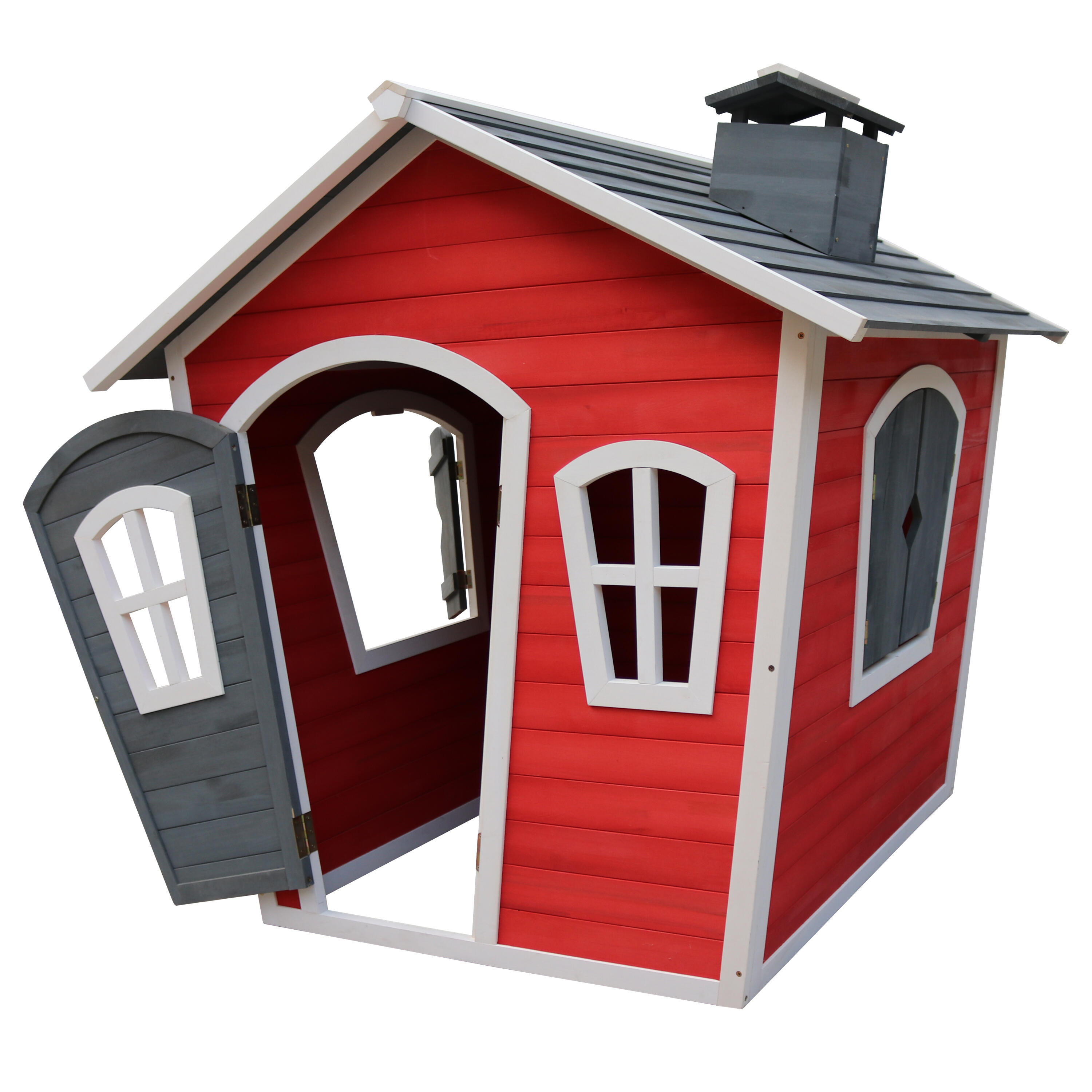 Casetta bambini da giardino in legno Rosso/Grigio, Olaf 2/4