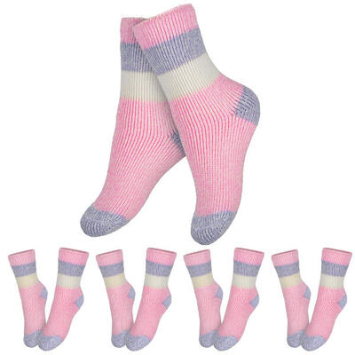 4 Paar Thermo Strümpfe | dick & warm | Jungen & Mädchen | Rosa/Pastell Lila