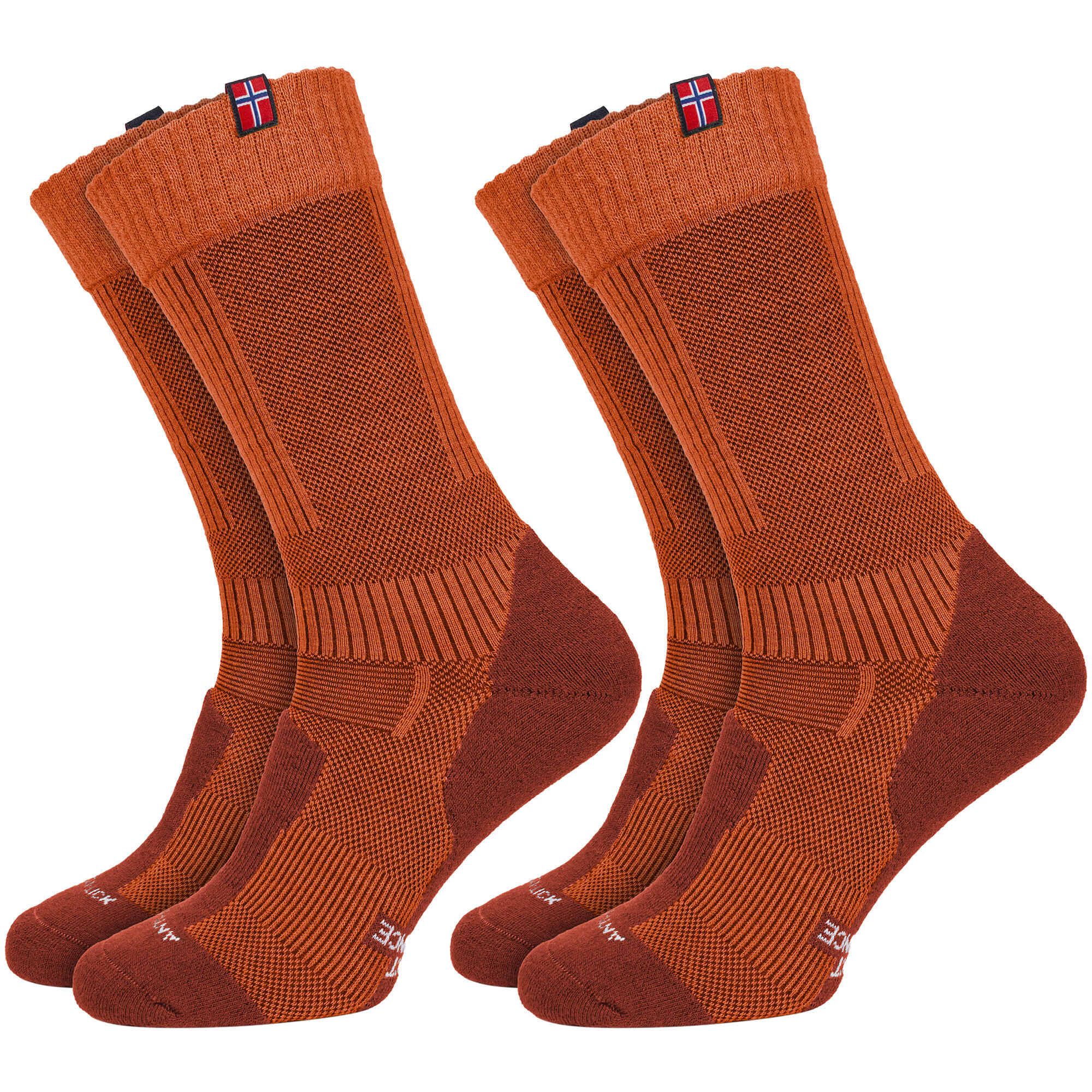 2 Paar Merino Wandersocken für Damen & Herren: Gepolstert - Orange 35/38 2/7