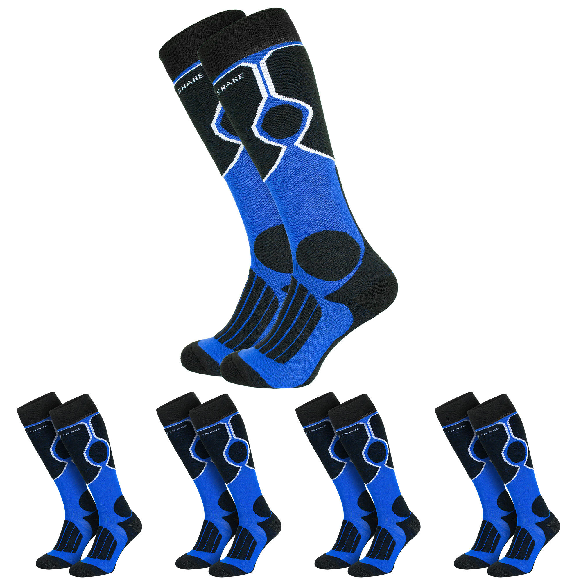 BLACK SNAKE 4 Paar Funktionssocken | Skisocken| Damen & Herren | Schwarz/Blau